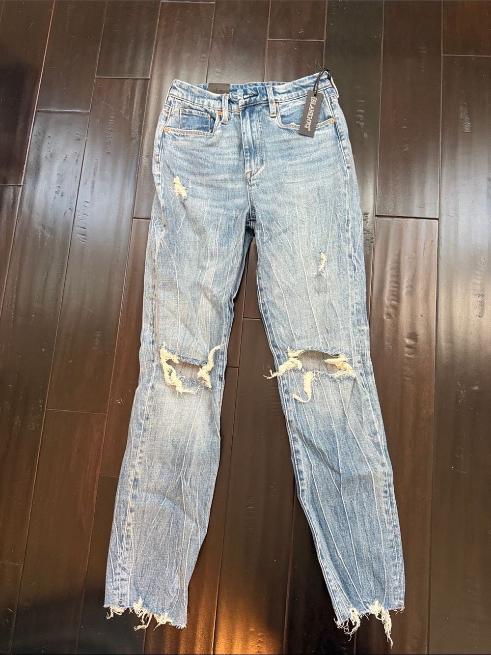 Blank NYC Distressed Light Blue Straight-Leg Jeans